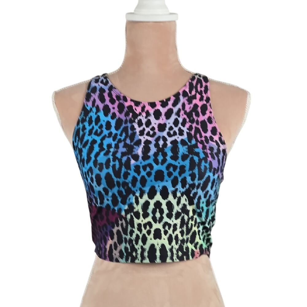 Colorado Threads Wild Side Crop Top Rainbow Animal Print Size Medium